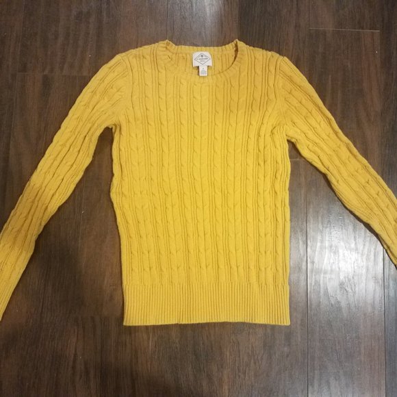 St. John's Bay Mustard Yellow Cable Knit Sweater - Picture 5 of 5